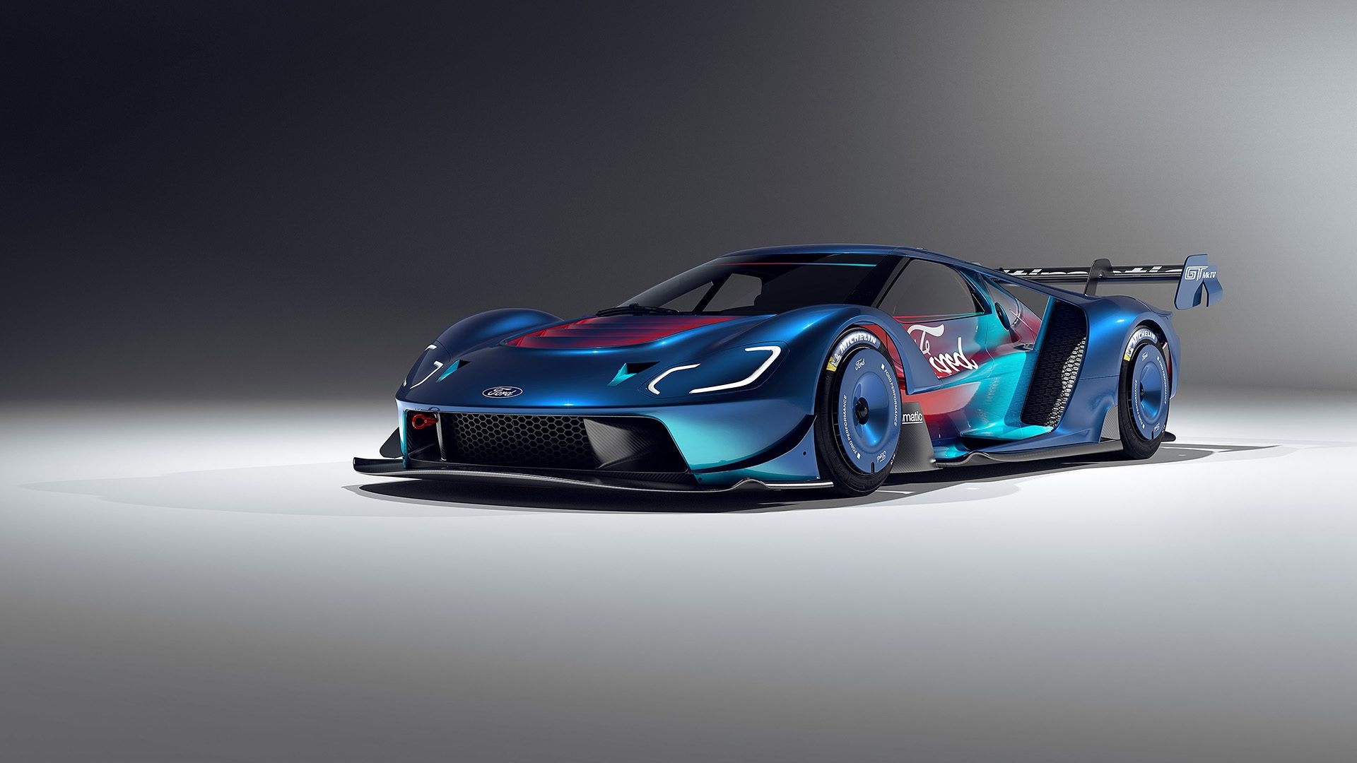 Front 3/4 view of the Ford GT Mk IV